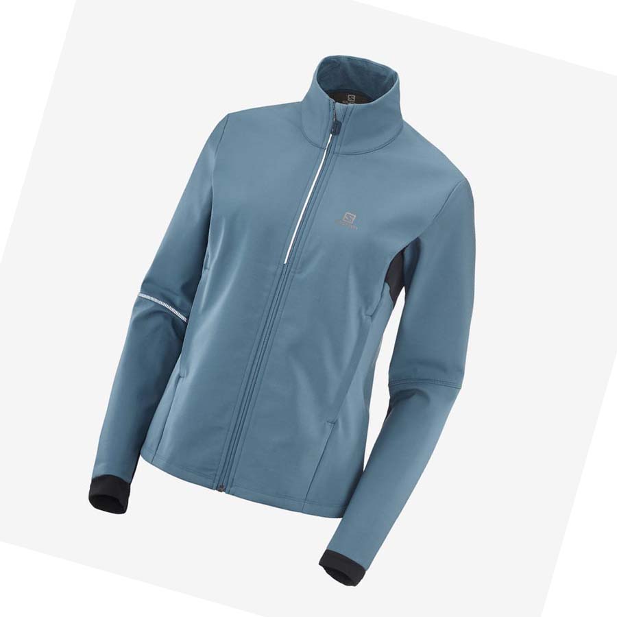 Salomon AGILE SOFTSHELL Kabát Női Kék | HU 3191JPQ